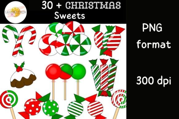 34 Christmas Candy PNGs: Sweet Illustrations