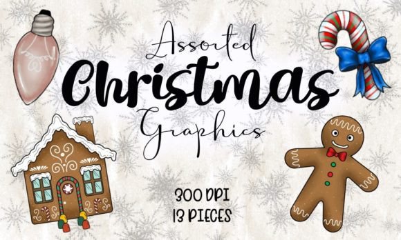 Assorted Christmas PNG Graphics - 13 Pc Illustrations