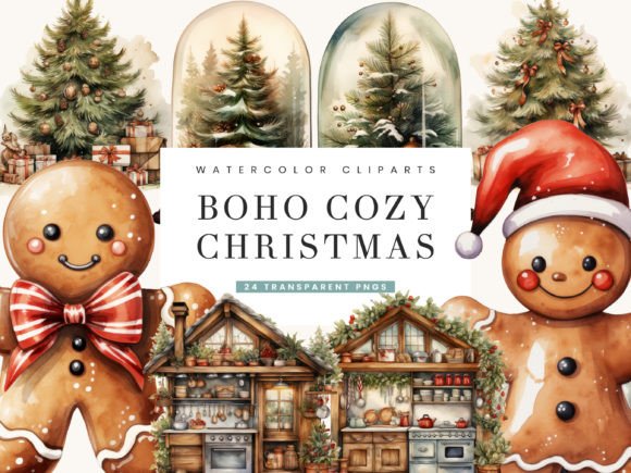 Boho Cozy Christmas Clipart Bundle: Crafting Illustrations