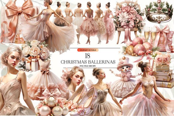 Charm Christmas Ballet Clipart: Festive Illustrations