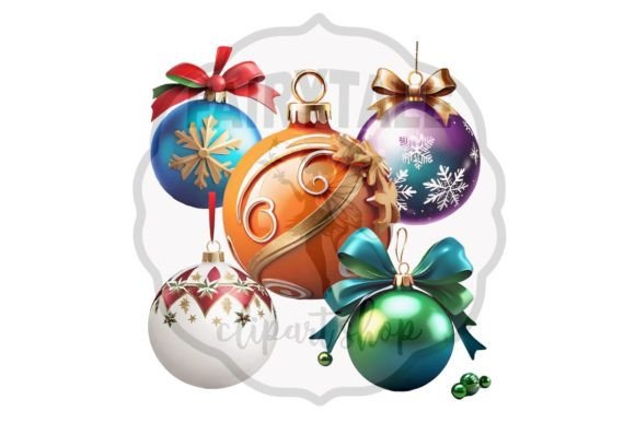 Christmas Balls Decor Clipart & Illustrations