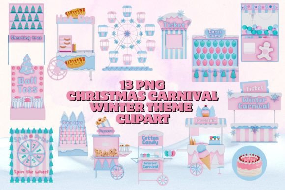Christmas Carnival Winter Theme Clipart & Illustrations