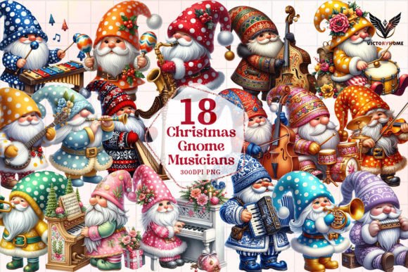 Christmas Gnome Musicians Clipart PNG Review
