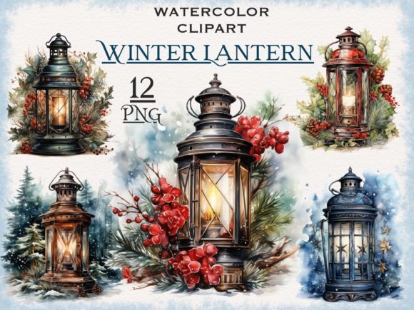 Christmas Lantern Winter PNG Bundle: Festive Illustrations