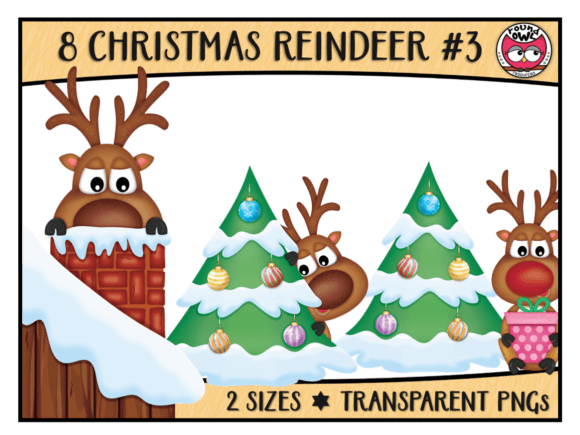 Christmas Reindeer Clipart 3: Festive Illustrations