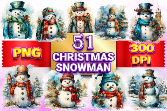 Christmas Snowman Clipart Bundle: Festive Illustrations