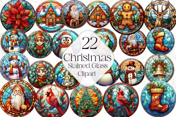 Christmas Stained Glass Clipart Bundle: Premium Illustrations