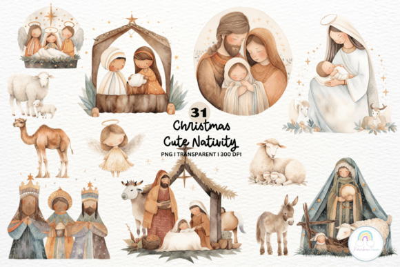 Cute Christmas Nativity Scene: Reviewing Illustrations