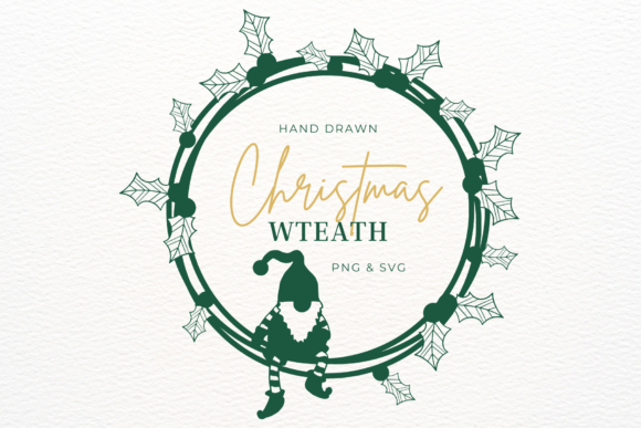 Hand Drawn Christmas Wreath SVG PNG Illustrations