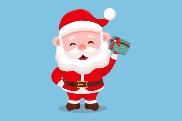 Happy Santa Claus Giving Christmas Gifts: Festive Illustrations