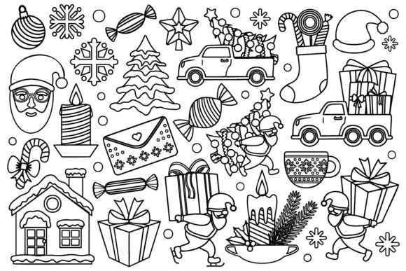 Line Art Christmas Illustrations for Branding