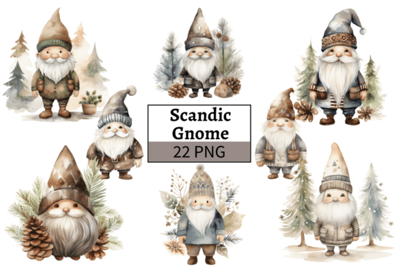 Nordic Christmas Gnome Illustrations for Branding