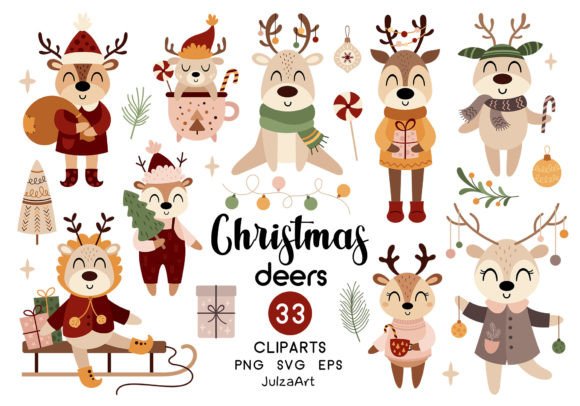 Review: Christmas Deers Clipart & SVG for Holiday Embroidery