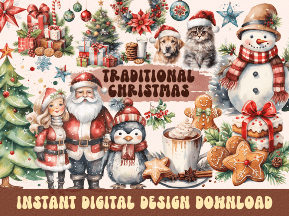 Traditional Christmas, 150 Designs: Holiday Illustrations