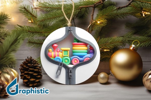 Unzipped 3D Christmas Ornament PNG: Festive Illustrations