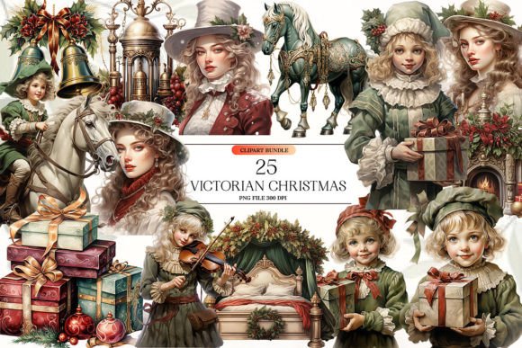 Victorian Watercolor Christmas Clipart & Illustrations Review