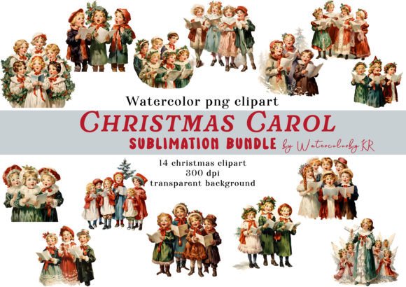 Watercolor Christmas Carol Bundle: Festive Illustrations