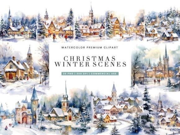 Watercolor Christmas Winter Scenes: Illustrations Review