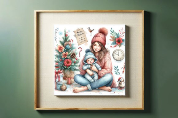 Watercolor Mom & Baby Christmas Illustrations Review